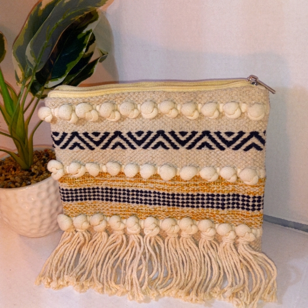 Bohemian style clutch or makeup bag
